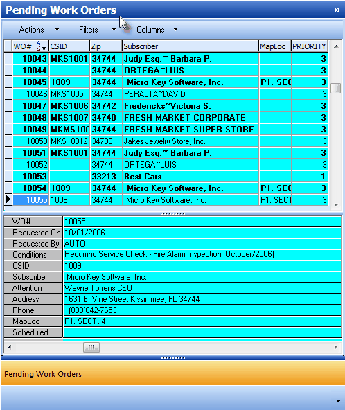 HelpFilesTechnicianSchedulingPendingWorkOrdersListing